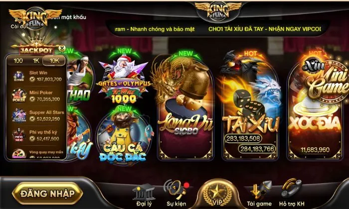 đăng nhập Kingfun Nhấn nút "Đăng nhập" (Login) để bắt đầu quá trình truy cập vào tài khoản