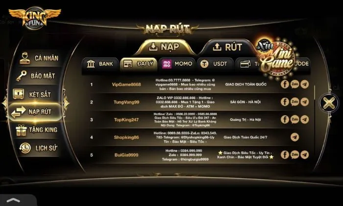 Danh sách đại lý Kingfun uy tín cho người chơi tham khảo